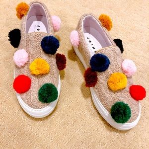 Joshua Sanders Knit colorful furry ball slip on 37